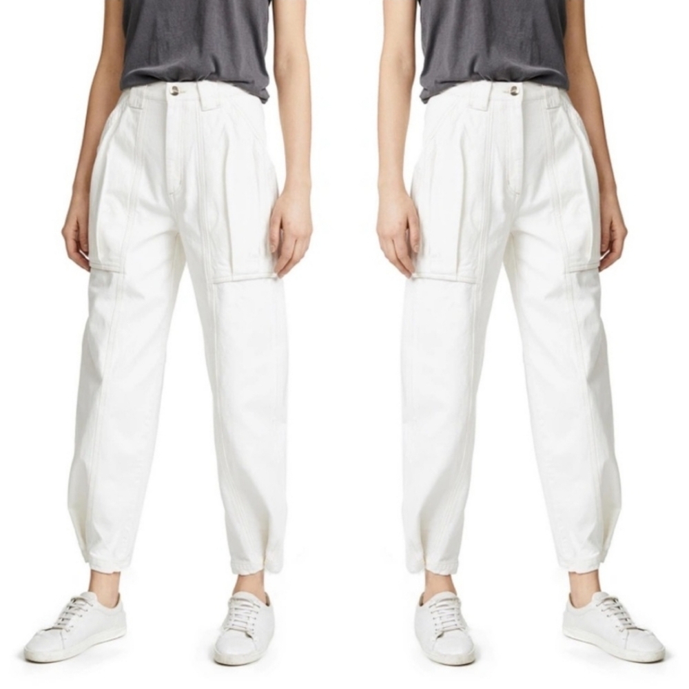 Goldsign Womens 25 The Snap Cargo Denim White 100% Cotton Jeans